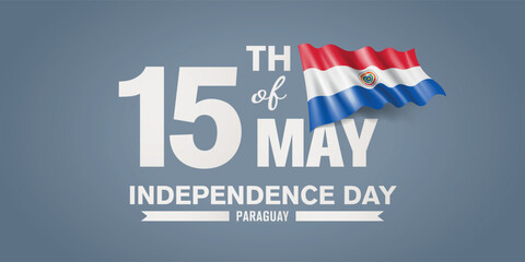 Paraguay happy independence day greeting card, banner with template text vector illustration