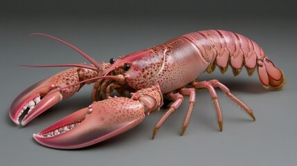 Pink Lobster on Gray Background