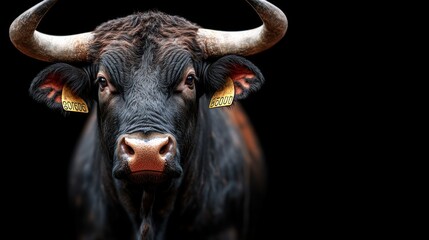 Naklejka premium Close-up of a powerful bull's head