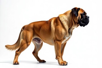 Obraz premium Majestic mastiff, powerful stance, white background, animal, breed