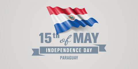 Paraguay happy independence day greeting card, banner vector illustration