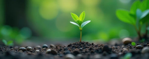 solitary green stem rises from a small white base, single plant, foliage, plants