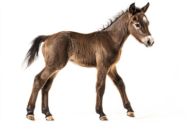 Fototapeta premium a young horse standing on a white surface