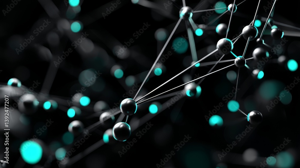 Poster a dark background serves as the canvas for a glowing abstract network composed of intricate lines an