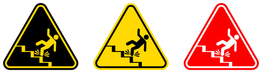 set Attention watch your step Symbols danger and safety signs design template vector illustration