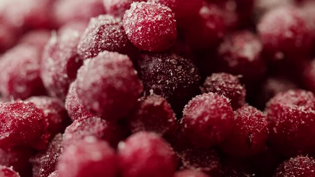 Frozen cranberries cooking for tea or jam, Background Close up of cranberry berries in on the kitchen, chef making dessert healthy pie.