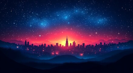 Fototapeta premium Starry Night Metropolis.