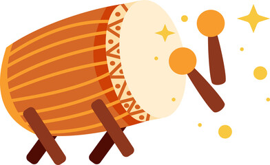 Animated Bedug Drum with Mallet and Sparkling Festive Effect