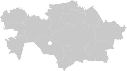 Fototapeta premium Kazakhstan administrative vector map with level 1 region boundaries – PPT-compatible & fully editable by region