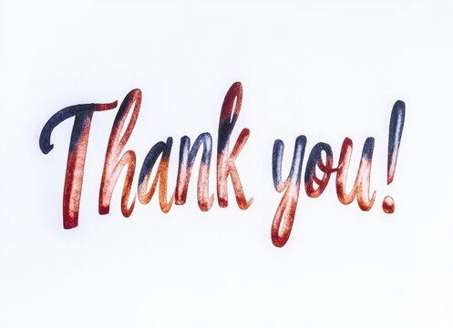 Gratitude Expressed: A handwritten "Thank you!" expressed with elegant calligraphy, radiating appreciation and warmth, perfect for conveying sincere thanks.