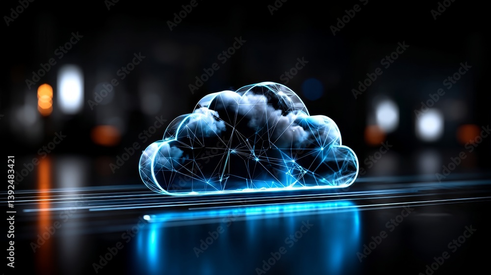 Aufkleber the futuristic network of cloud computing and blockchain technology is visually represented by a vib