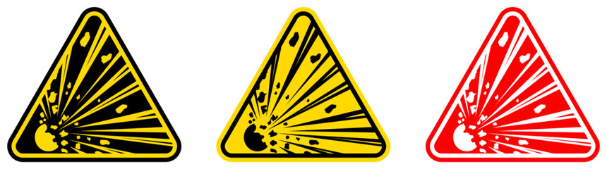 set Attention explosive materials Symbols danger and safety signs design template vector illustration
