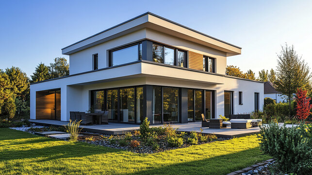 Modern detached house with flat roof and spacious terrace