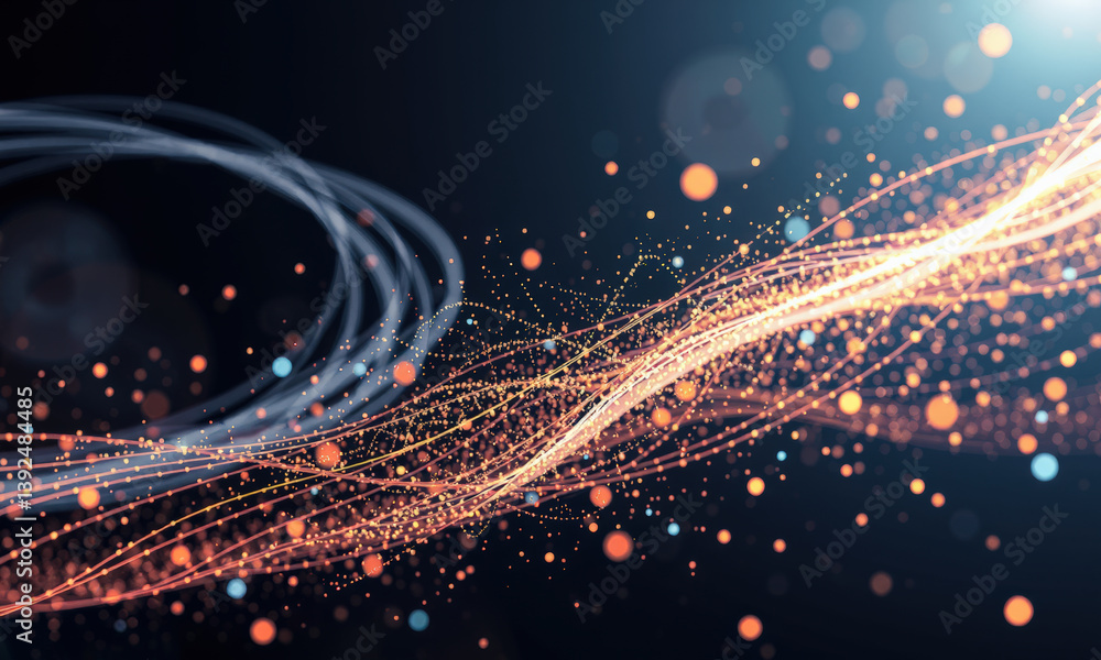 Aufkleber vibrant abstract representation of energy waves and particles, showcasing dynamic movement and color