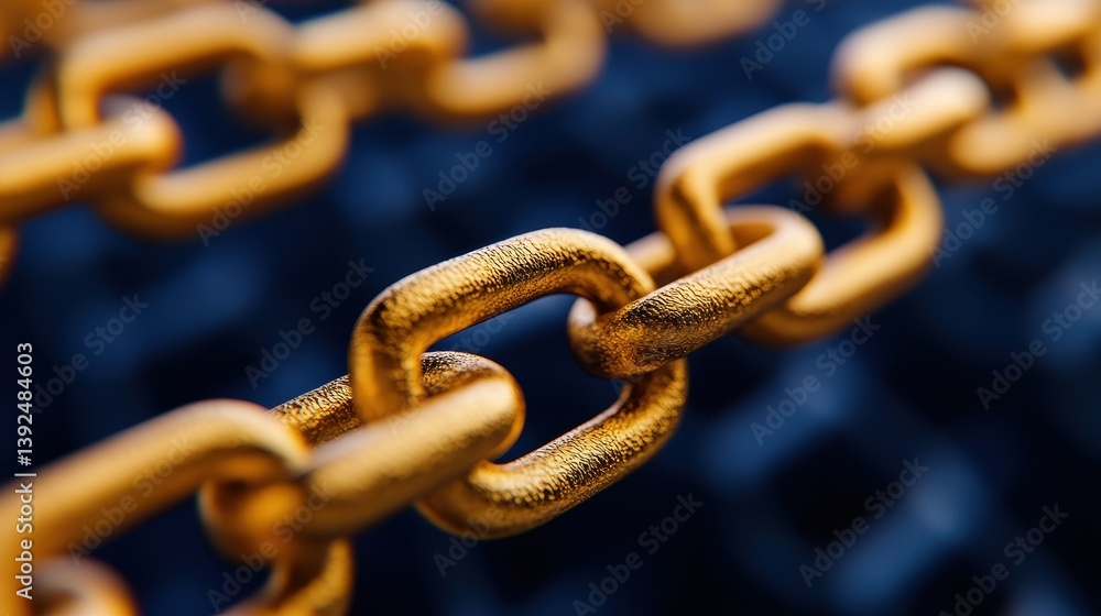 Aufkleber a close-up view of a metallic chain link highlighting connection and strength in design and structur