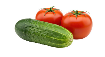 Isolated Cucumber and Tomatoes
