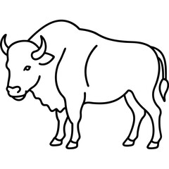 Bison Outline Illustration Vector Art