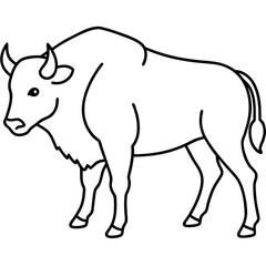 Bison Outline Illustration Vector Art