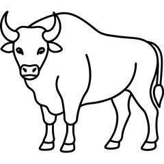 Bison Outline Illustration Vector Art