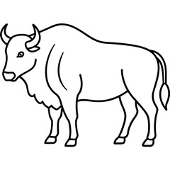 Bison Outline Illustration Vector Art