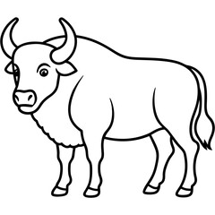 Bison Outline Illustration Vector Art