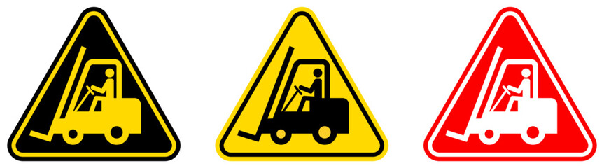 set Attention forklift Symbols danger and safety signs design template vector illustration