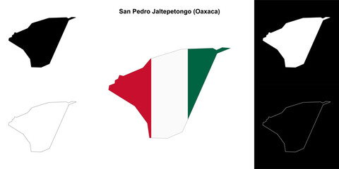 San Pedro Jaltepetongo municipality (Oaxaca) outline map set