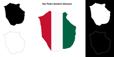 San Pedro Quiatoni municipality (Oaxaca) outline map set