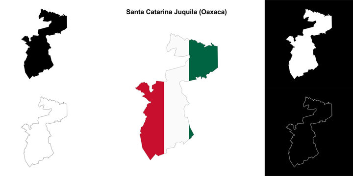 Santa Catarina Juquila municipality (Oaxaca) outline map set