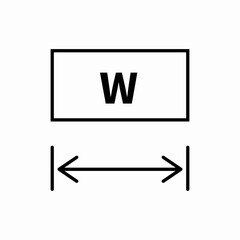 Width dimension box icon vector sign
