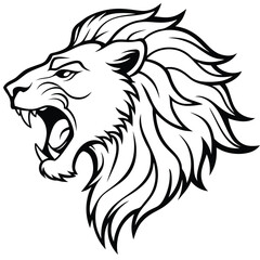 Lion Head Line Art Vector Illustration