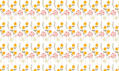 Floral Pattern with Yellow and Pink Flowers