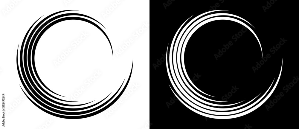 Poster abstract background with lines in circle form. art design spiral as logo or icon. a black figure on 