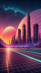 Retro urban bold neon colors synthwave