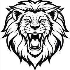 Fototapeta premium Lion Head Line Art Vector Illustration
