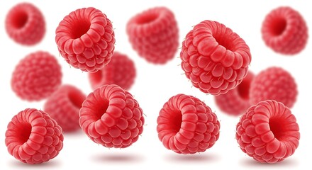 Floating Raspberries: A Vibrant Food Photography Image AI Generated