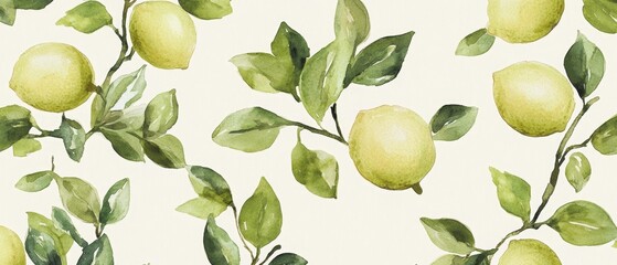 A painting of a bunch of lemons and leaves