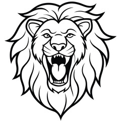 Lion Head Line Art Vector Illustration