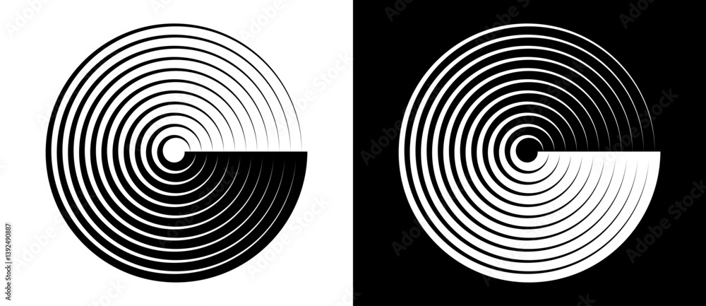 Aufkleber abstract background with lines in circle. art design spiral as logo or icon. a black figure on a whi