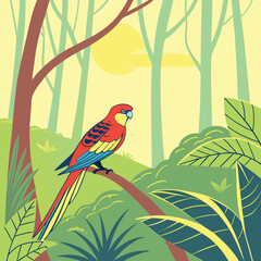 Vibrant vector illustration of a colorful Rosella parrot, perfect for adding lively tropical energy and charm to your creative projects.