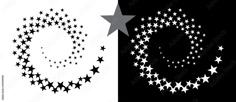 Aufkleber abstract background with stars in circle. art design spiral as logo or icon. a black figure on a whi