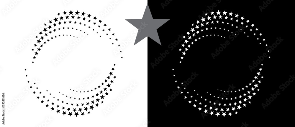 Aufkleber abstract background with stars in circle. art design spiral as logo or icon. a black figure on a whi