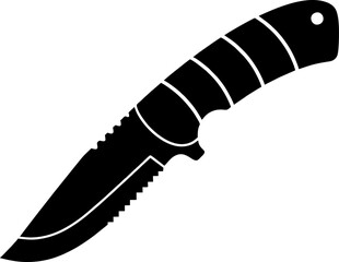 Tracker Knife Silhouette – Survival Blade with Sawback Vector