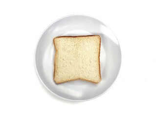 Fresh slice bread on plate isolated on white background, Top view