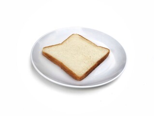 Fresh slice bread on white plate isolated on white background