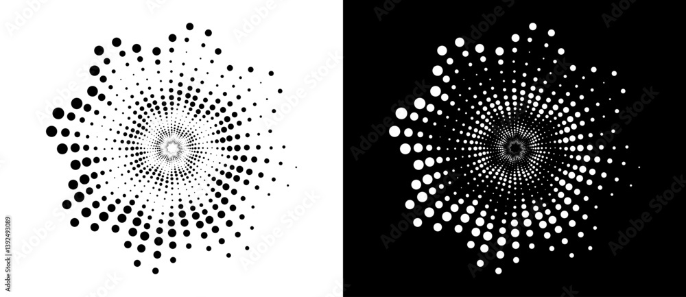 Aufkleber modern abstract background. halftone dots like flower. can be used as logo, icon or design element. 