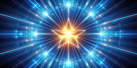 Naklejka premium Circular pattern of light rays radiating from a futuristic star on a solid background, light rays, abstract, light rays