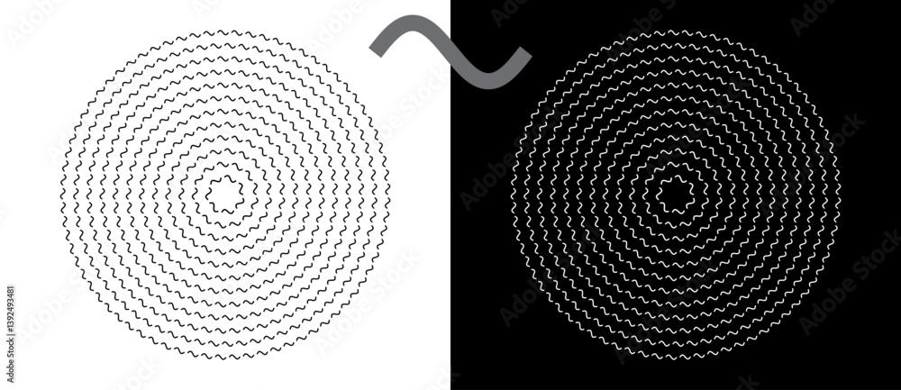 Leinwandbilder modern abstract background. waves in circle form. round logo. design element or icon. black shape on