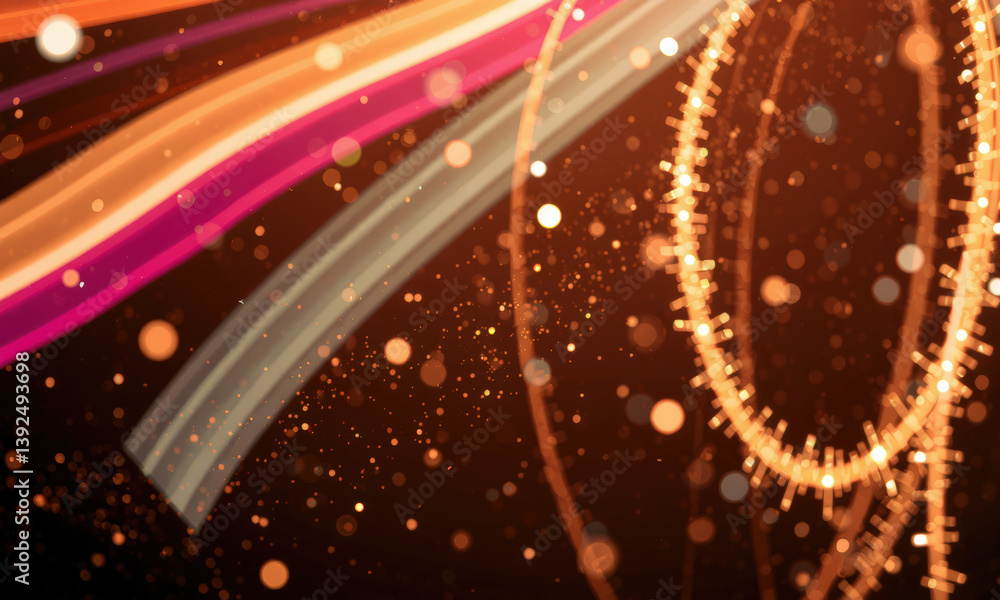 Poster vibrant abstract background featuring colorful light trails and glowing particles, creating dynamic 