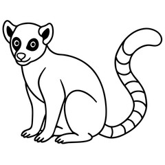 Elegant Lemur in Single Line Vector Design